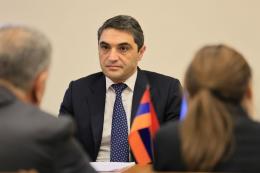 Акоп Симидян принял главу делегации Евросоюза в Армении, Чрезвычайного и Полномочного Посла Василиса Марагоса